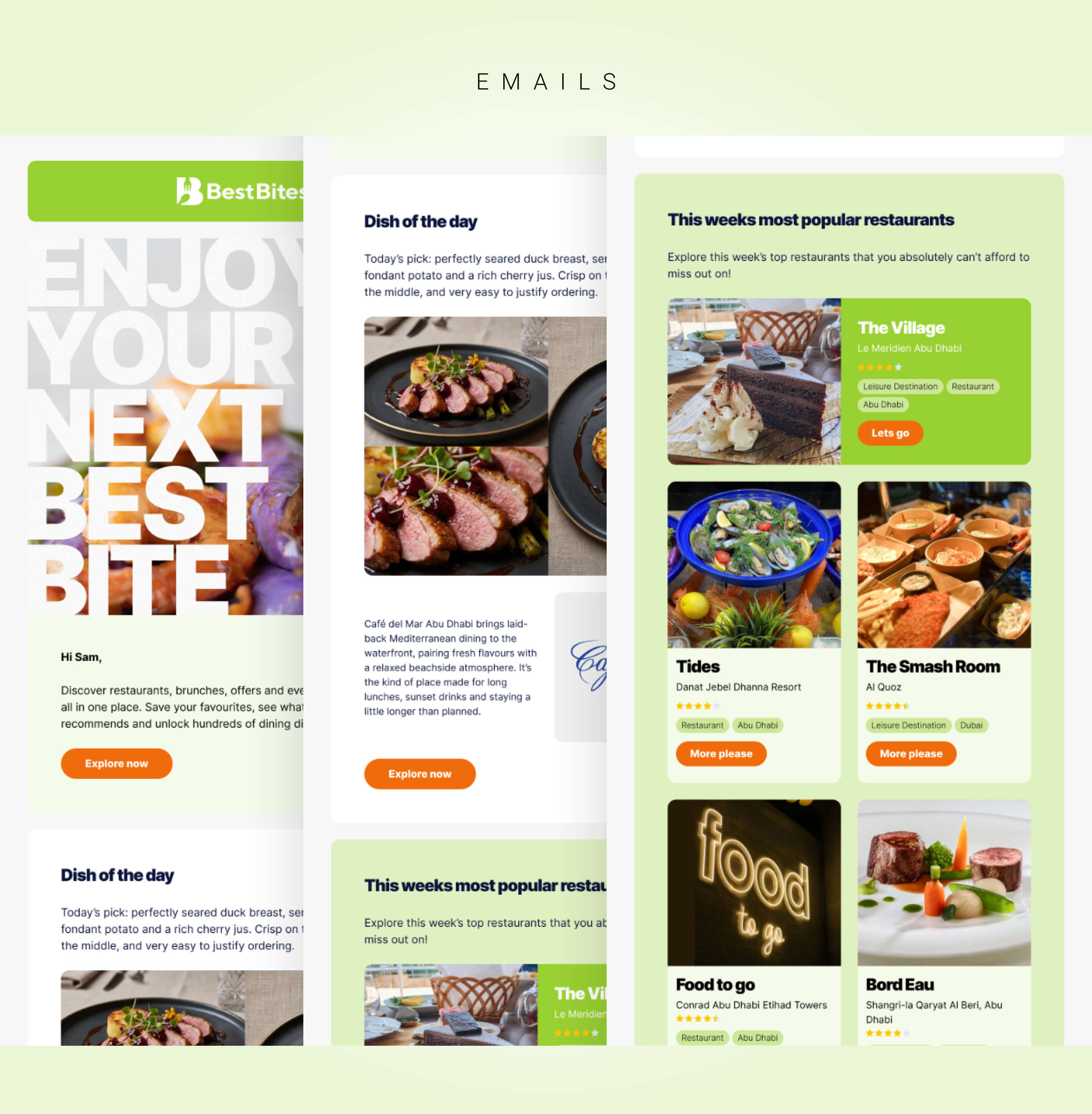 Best Bites email designs